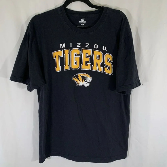 Mizzou Tigers Shirt Men's XL Black Graphic Short Sleeve Crew Neck 100% Cotton - Picture 1 of 5